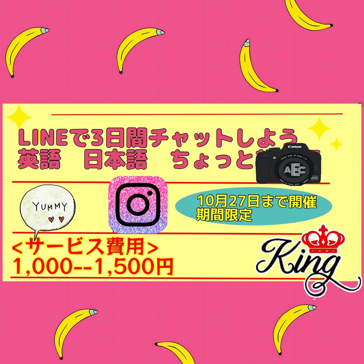 英/日本語混ぜてLINE感覚チャット相手なります 3日間対応です　もと留学の国際人とLINEチャット感覚 イメージ1