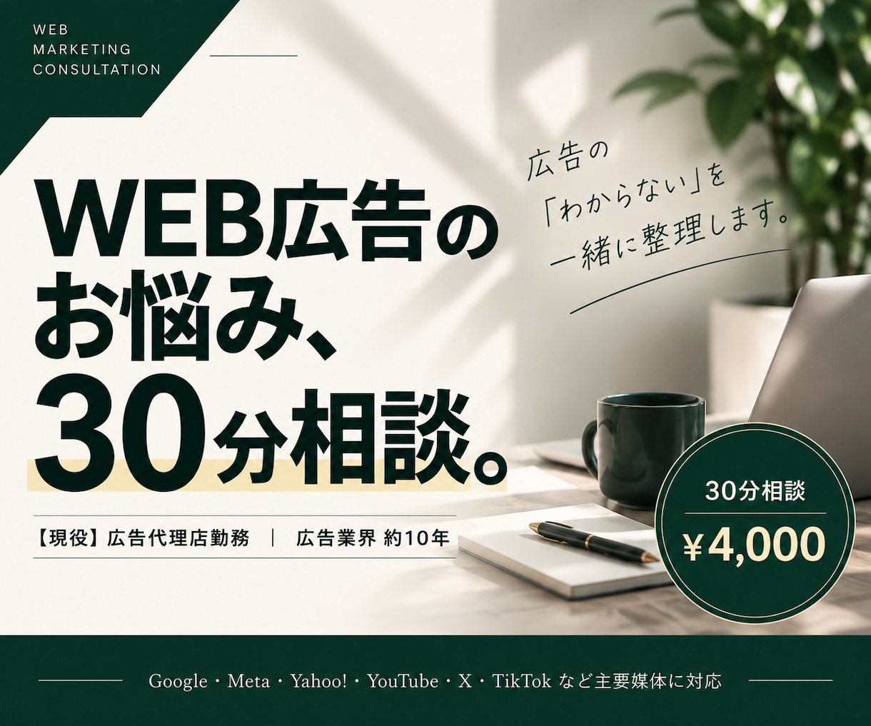 Web広告のお悩みを30分で一緒に整理します 現役広告代理店勤務｜広告業界約10年・主要媒体対応 イメージ1