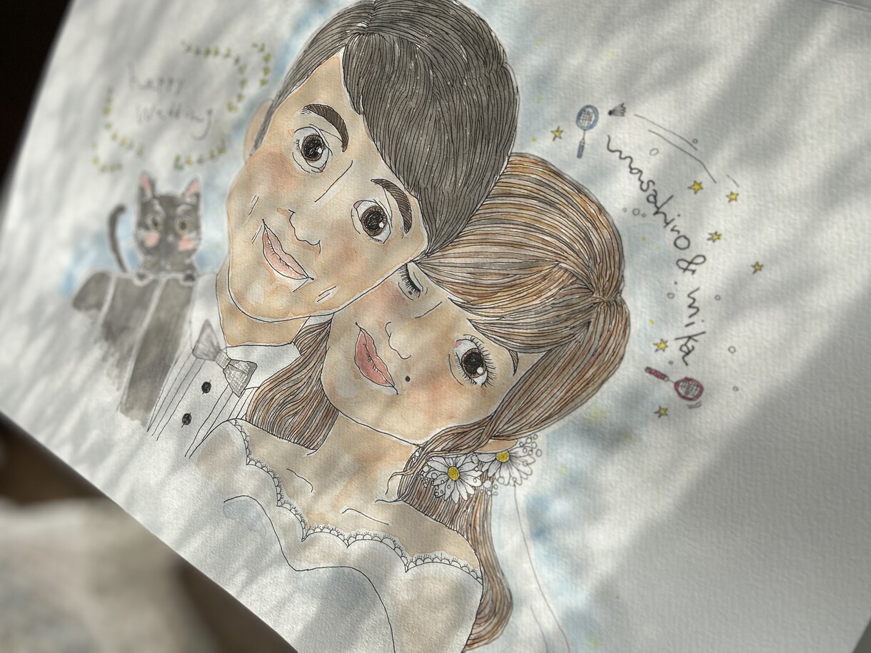 似顔絵かきます 優しくあたたかみのある水彩画似顔絵 イメージ5