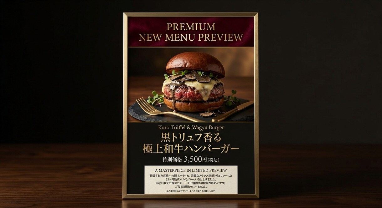 新メニューのアイデア画像・POPを爆速で作成します こんな料理出したい！をAIで即画像化。新メニューの試作・作成 イメージ1