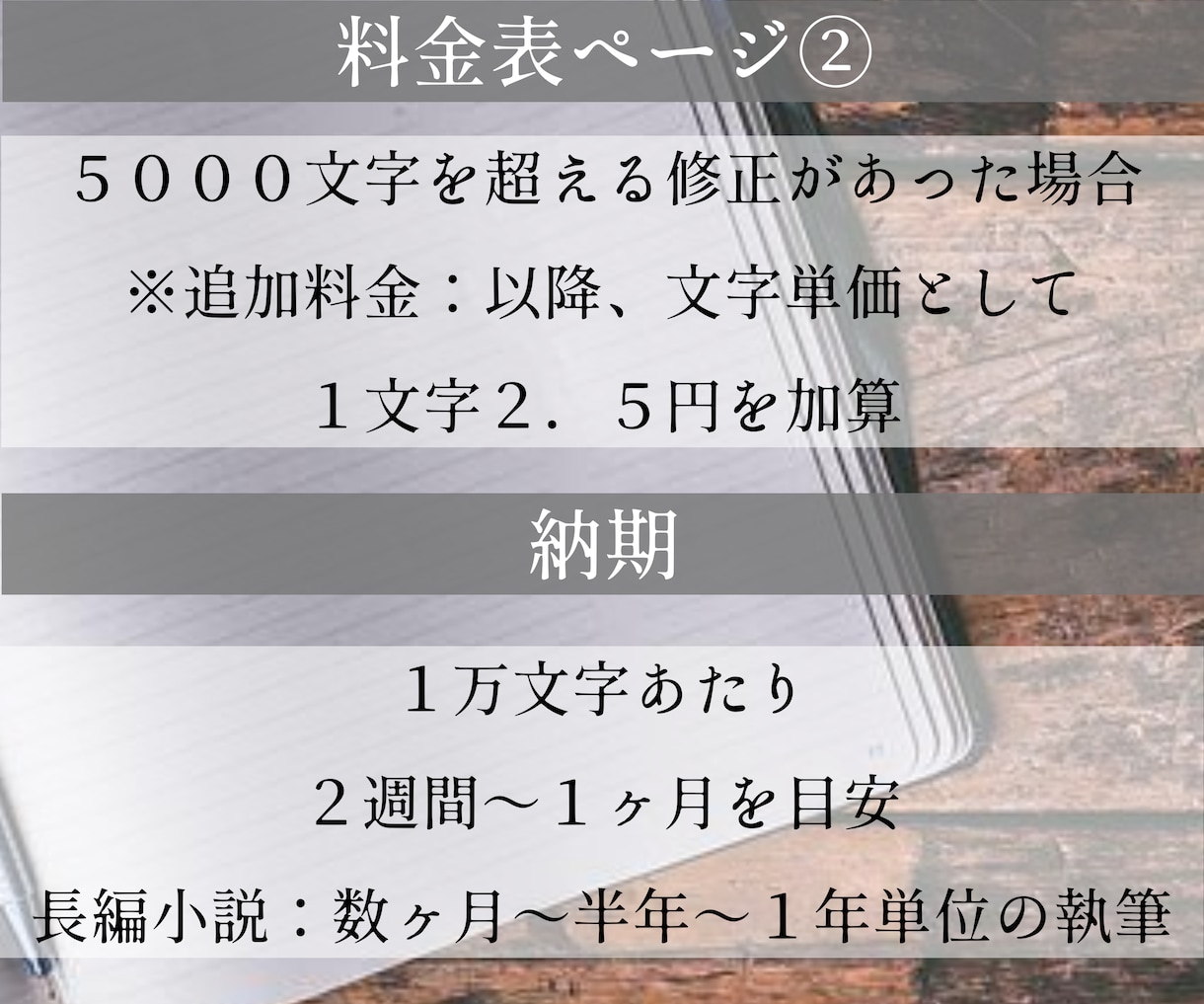 プロ作家が長編小説･シナリオ･脚本等の執筆します 純愛・青春・感動etc 様々な小説・シナリオを届けます！ イメージ5