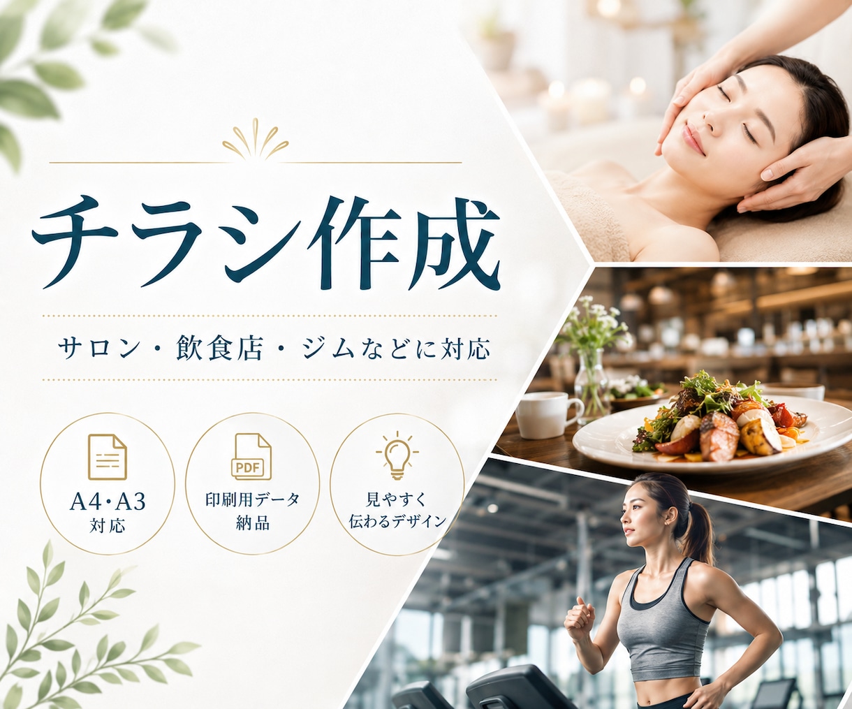 チラシ制作｜店舗・サロン・サービスの魅力を伝えます 伝えたい魅力を、見やすく・わかりやすくデザインします。 イメージ1