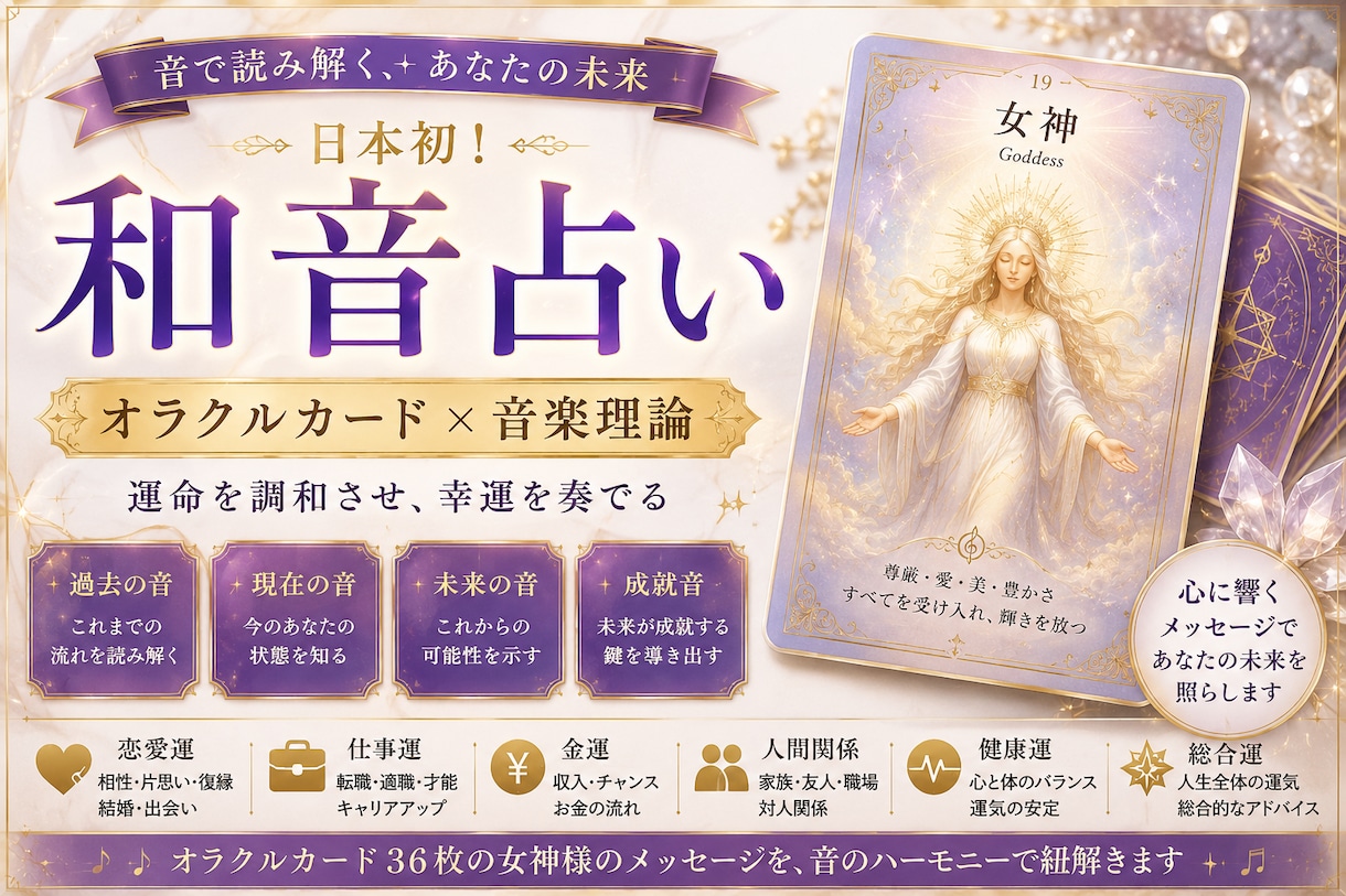 日本初・和音占いであなたの未来を音で読み解きます 和音占いオラクルカード（36枚）で鑑定します イメージ2