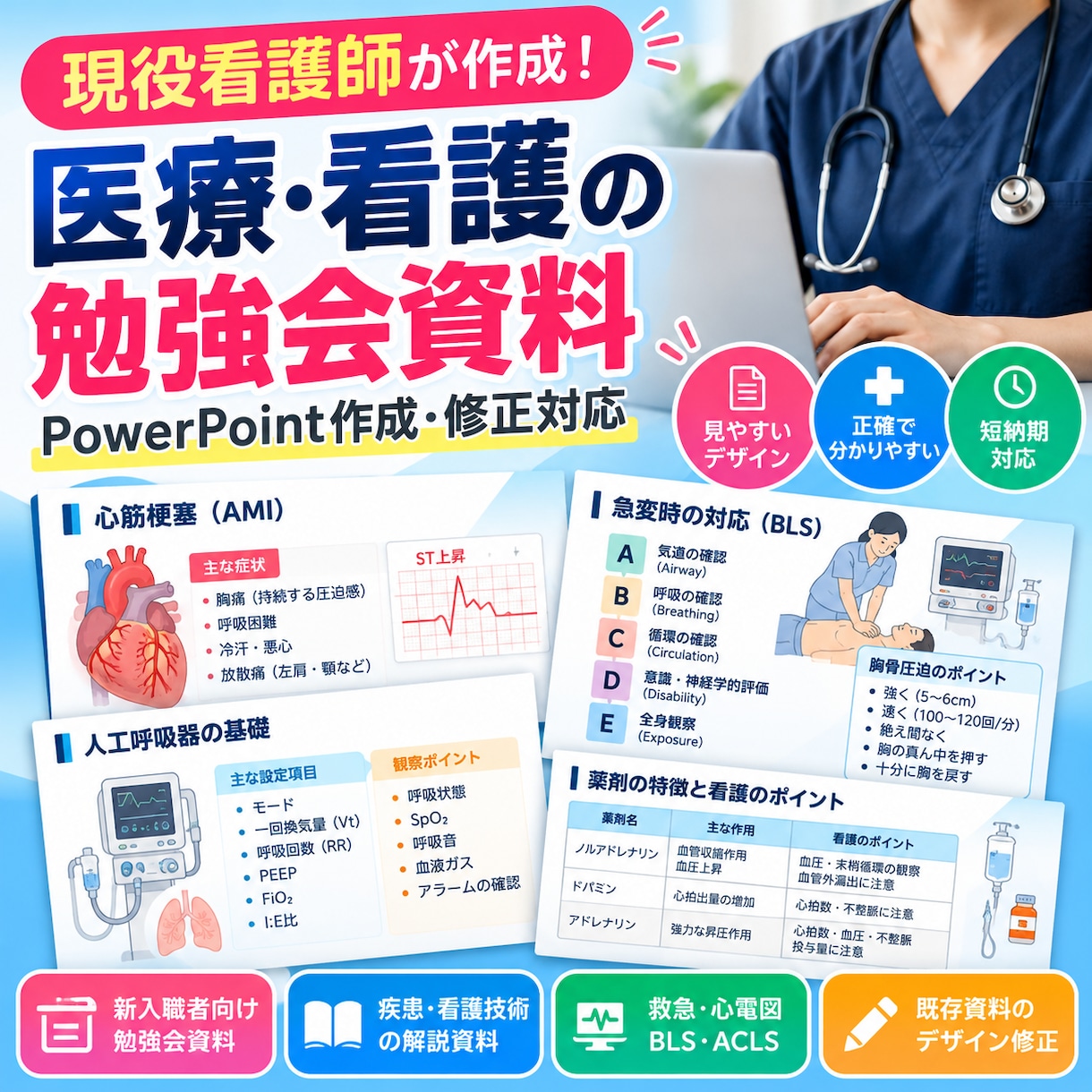 看護師向けの勉強会資料を作成します 現役看護師が見やすく分かりやすい資料を丁寧に作成 イメージ2
