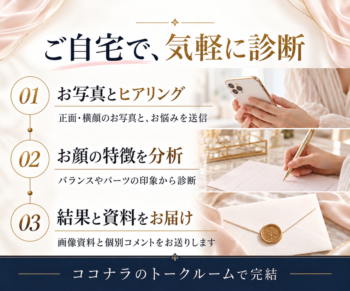 顔タイプ診断であなたに似合うものを提案します タイプ別資料と個別コメントで、あなただけの「似合う」をご提案 イメージ3