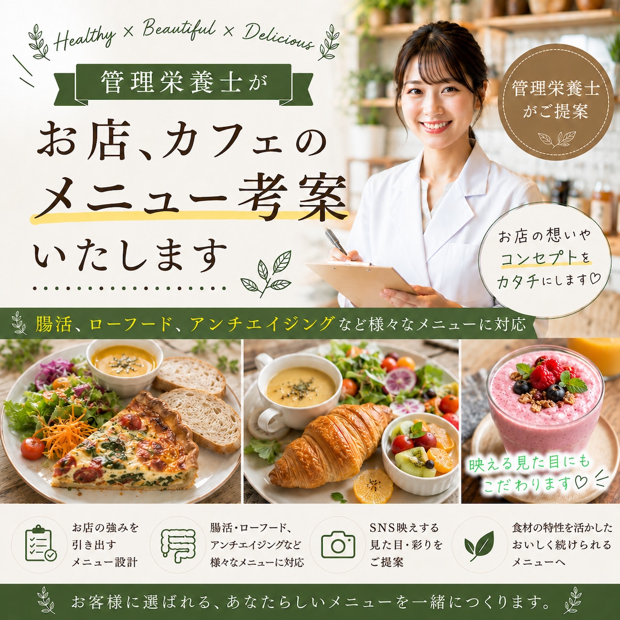 管理栄養士が美容、ヘルシーメニューを考案します 【管理栄養士監修】★先着［3］名様限定モニター価格 イメージ1