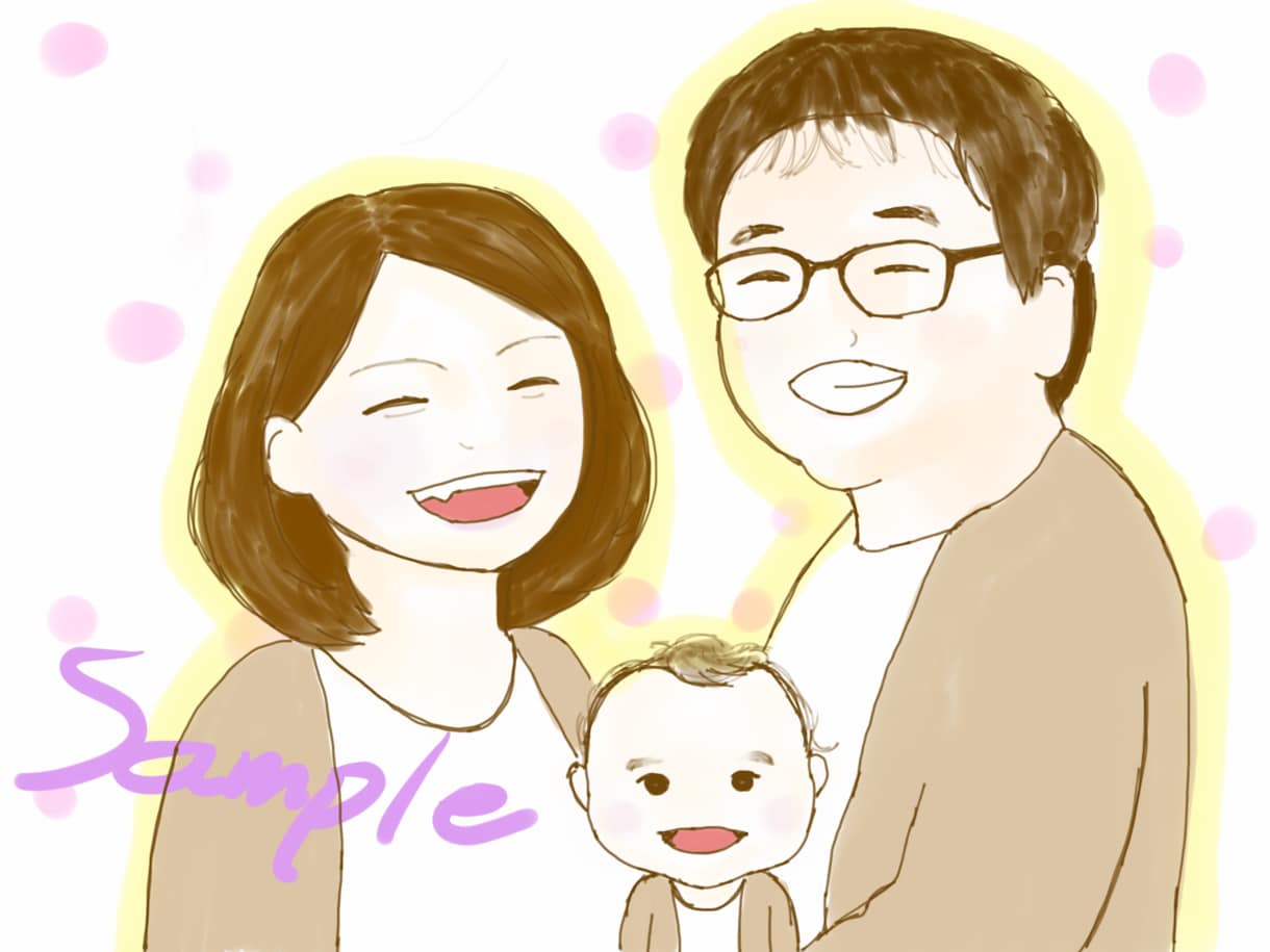 幸せが溢れるふわふわほんわかな似顔絵描きます チャームポイント活かします♡ウェルカムボードやプレゼントに！ イメージ3