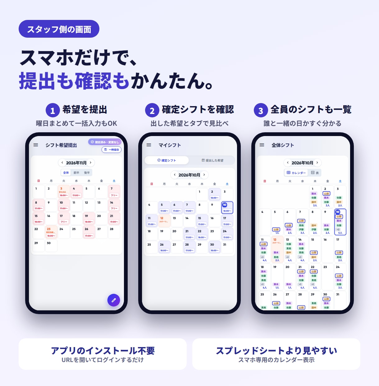 飲食店向けシフト管理アプリを導入します LINEでのシフト集めから卒業。導入までチャットで伴走 イメージ2