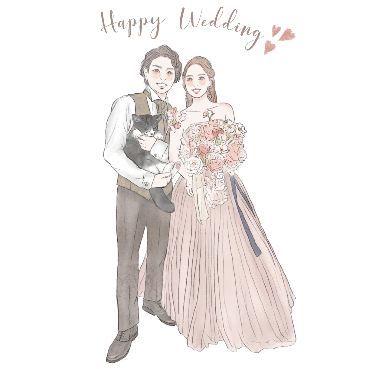 おしゃれな似顔絵ウェルカムボードを作成します 家族婚・親族婚にも｜優しい水彩タッチでお描きします イメージ7