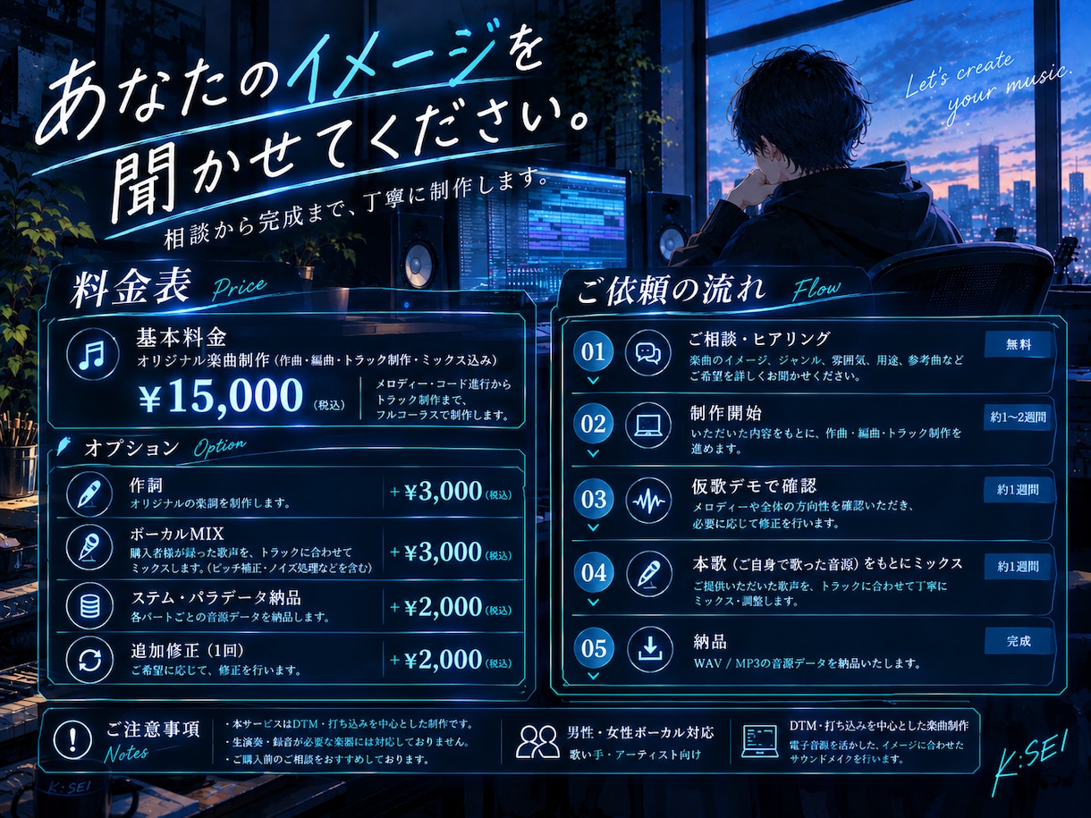 あなたのためのオリジナル楽曲を制作します 歌いたくなる一曲を、あなたのために制作します イメージ3