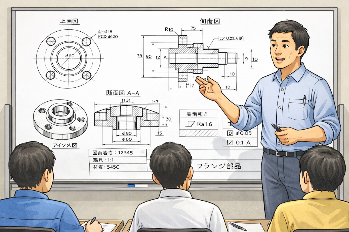機械製図の基礎知識をオンラインで教えます 機械図面の理解不能も受講後に理解可能に イメージ1