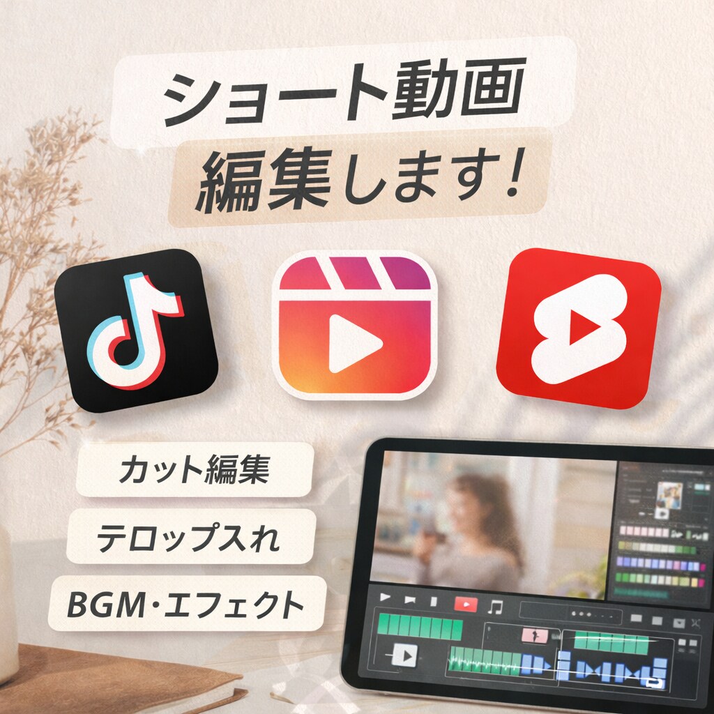 ショート動画編集（リール、Tiktok等）します テロップ、カット、BGM追加等SNS向けの編集に対応します イメージ1