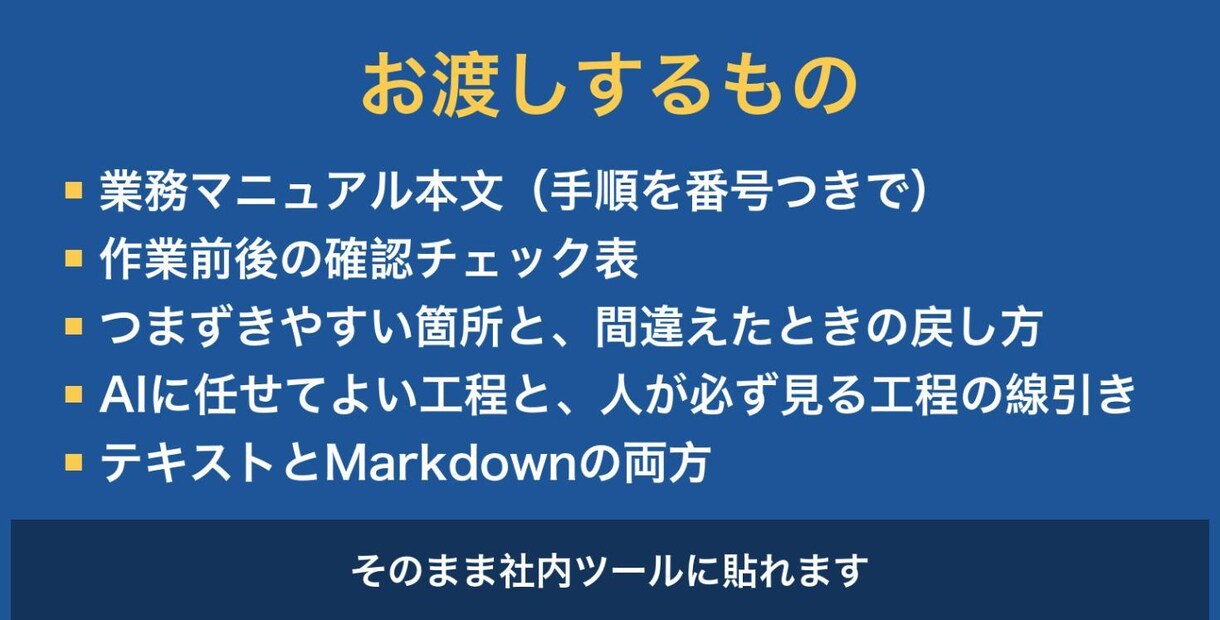 属人化した業務を業務マニュアルにします 先に1業務ぶん作ってお見せします。見てからご判断ください イメージ2