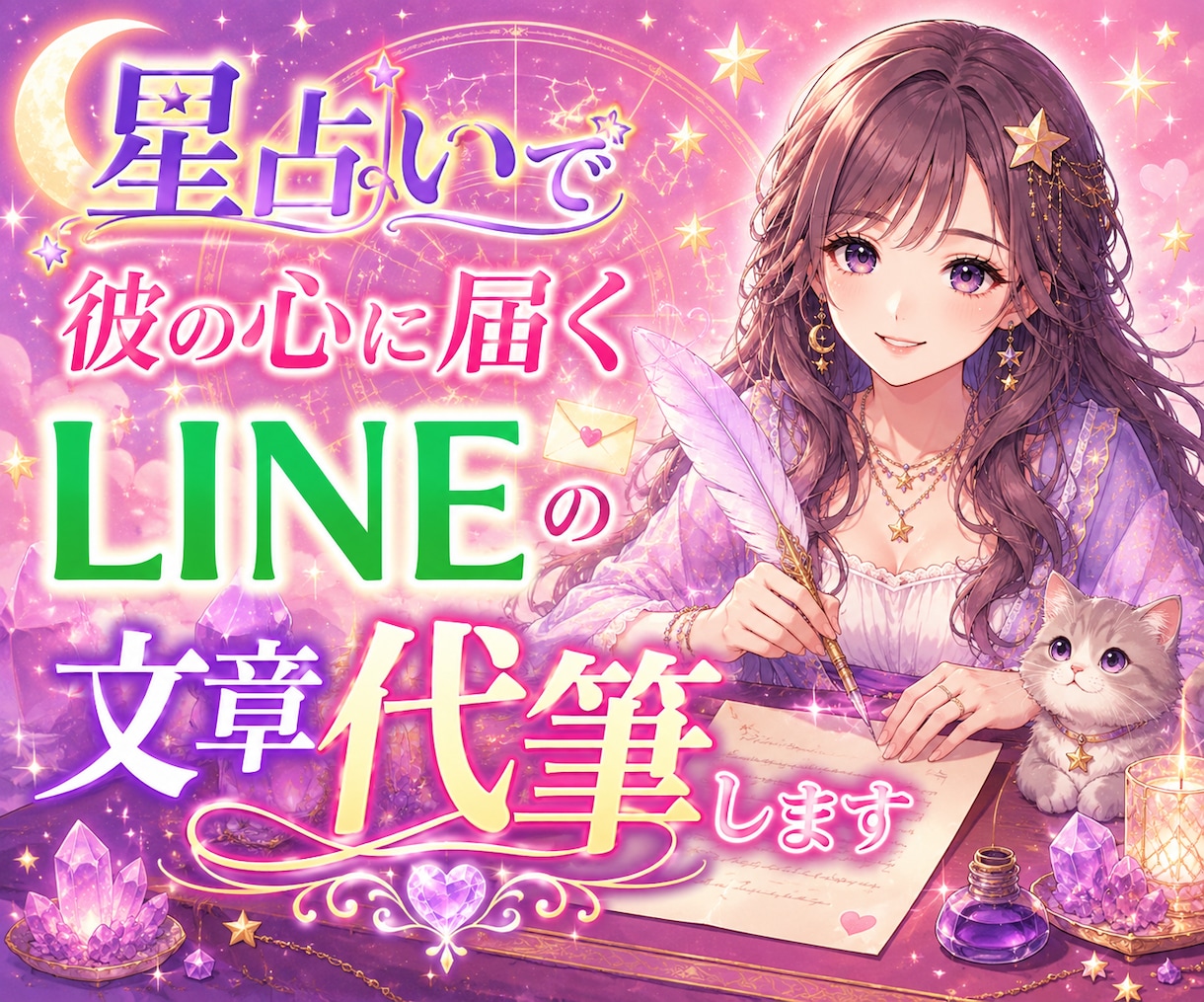彼の心に届けるLINEの文章、占い師が代筆します そのLINE、送る前に。星占いでより良いメッセージを。 イメージ1