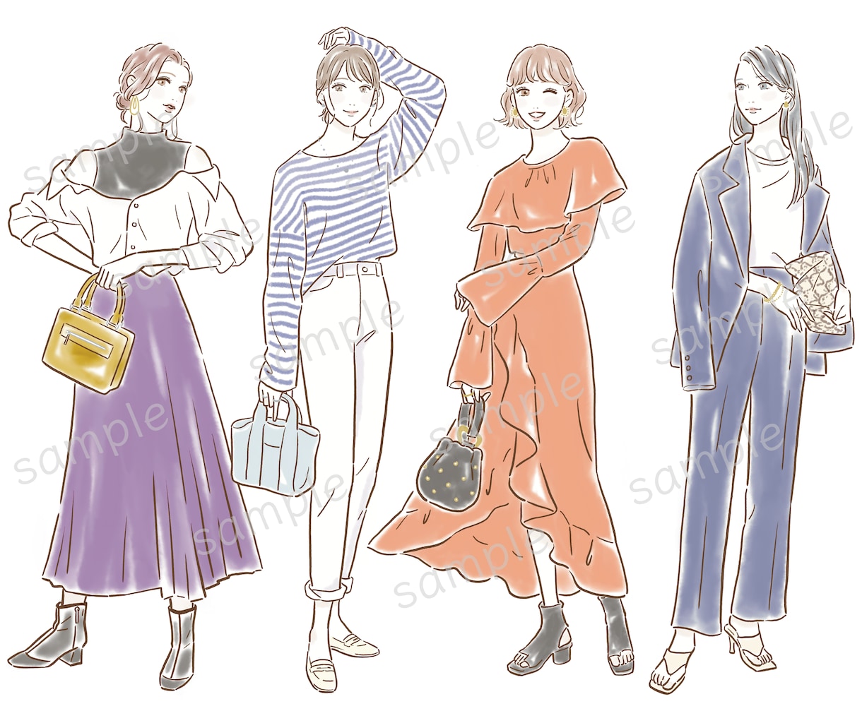 やさしい美容イラスト・ファッションイラスト描きます 商用OK！医療・スポーツも◎HPやチラシを美しく彩ります イメージ9