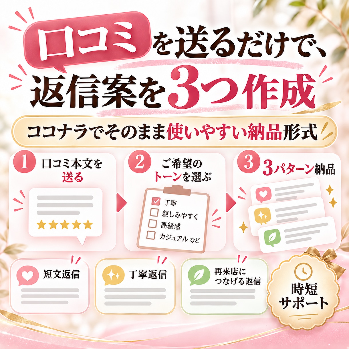 Google口コミクレーム返信文を3案作成します 低評価・悪評・再来店につながる返信を店舗向けに丁寧に作成 イメージ3