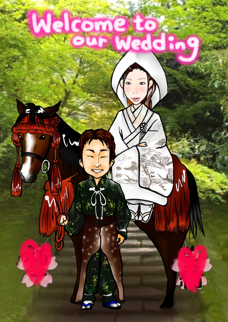 結婚式ウェルカムボードの似顔絵描きます 幸せいっぱいの笑顔でゲスト様をお出迎え！ イメージ6