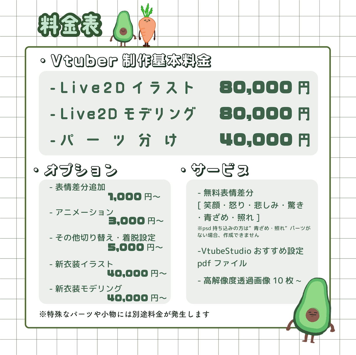 キャラデザ～Live2Dモデリングまで制作できます モデリングが得意です！まずはお見積りだけでもお気軽に！ イメージ2