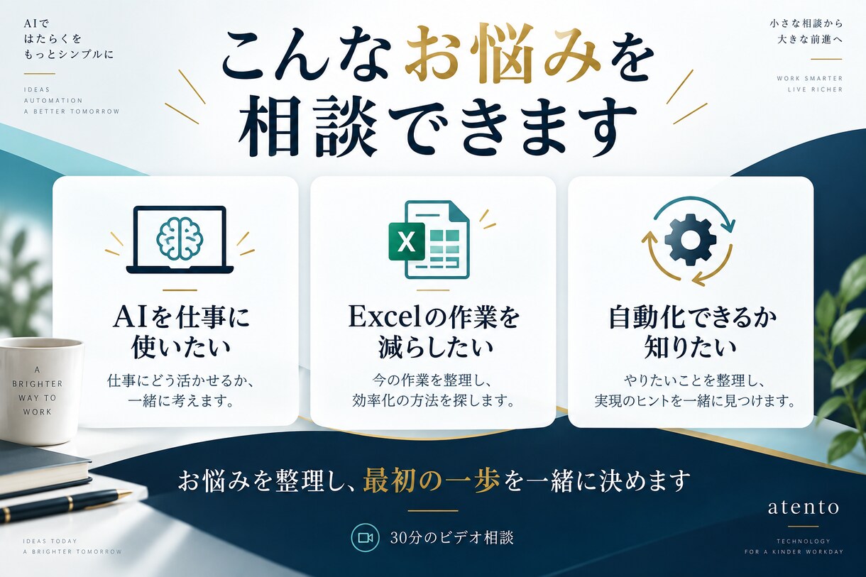 AIと業務自動化の悩みを30分で整理します 初心者歓迎！画面を見ながら次の一歩を一緒に決めます イメージ2