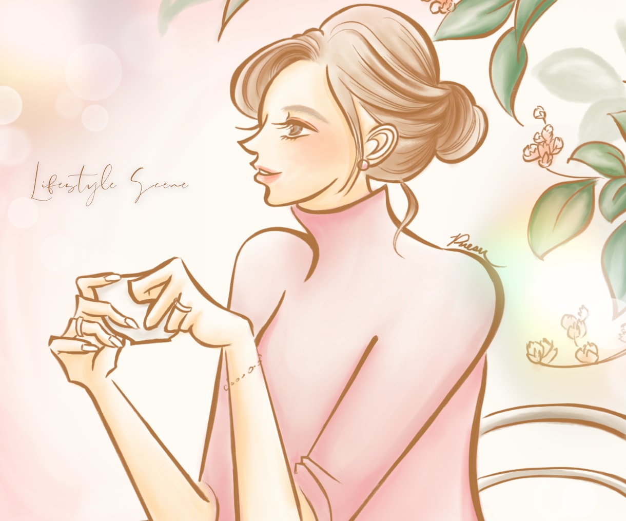 女性向け商品ビジュアルのイラストお描きます ナチュラルで洗練された世界観のイラストで雰囲気作り致します イメージ1