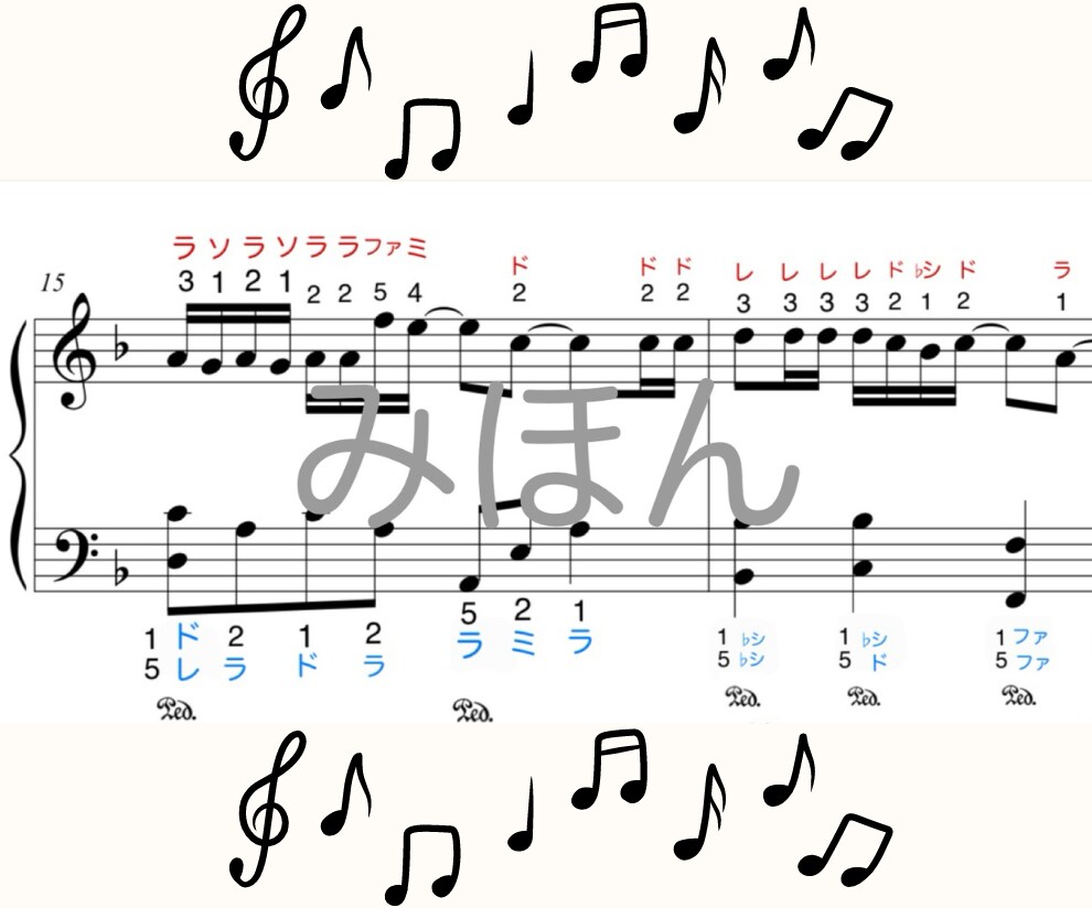 ピアノ楽譜に指番号と音階名(ドレミ)を書きます アフターフォロー有♪初心者や独学、ピアノを再開された方々へ！ イメージ6
