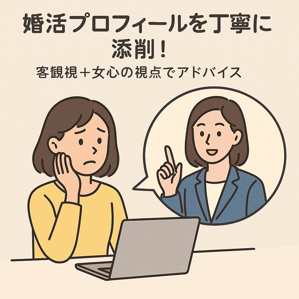 婚活プロフィールを丁寧に添削します 客観視＋女心の視点でアドバイス イメージ1