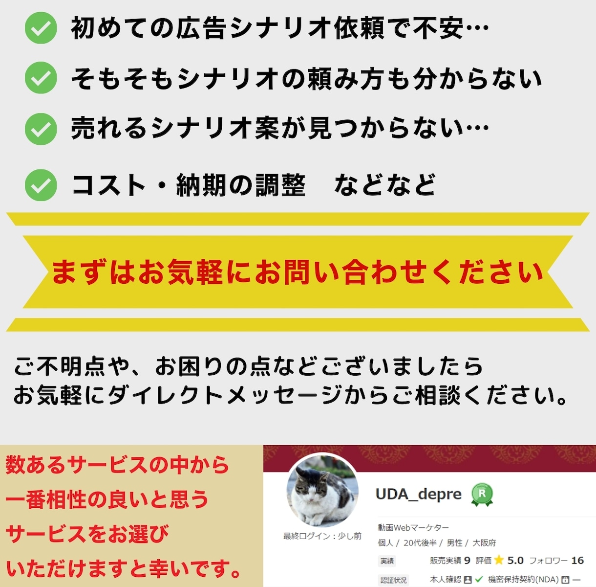 YouTubeなどの動画広告シナリオを執筆します ROAS500％越えの実績あり｜冒頭5秒に魔法をかけます！ イメージ5