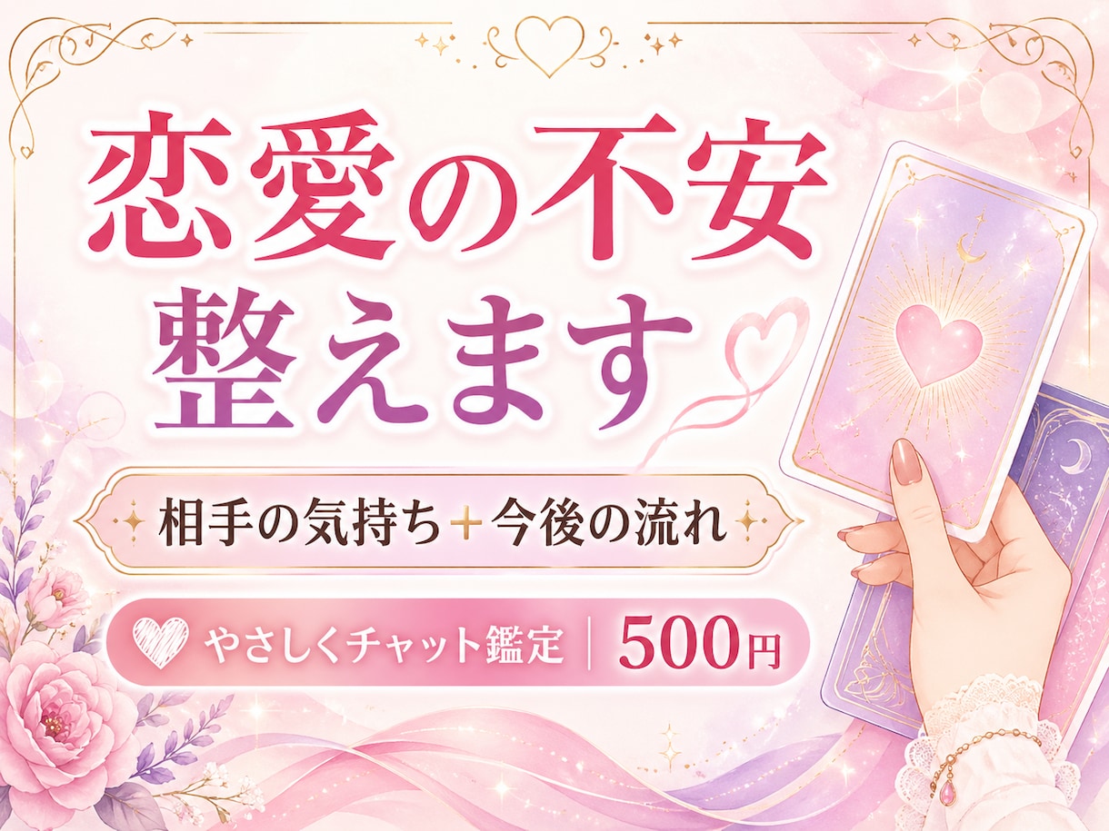 恋愛の不安を整理し相手の気持ちを占います 相手の気持ちと今後の行動までお伝えします イメージ1