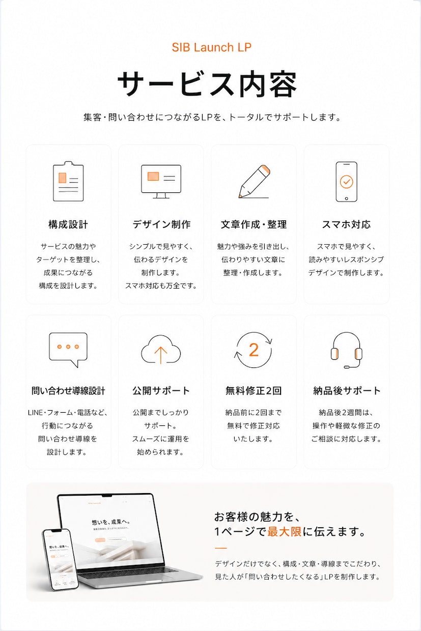 事業ブーストLPを制作します 集客問い合わせ予約につながる導線を低コストかつスピーディーに イメージ2