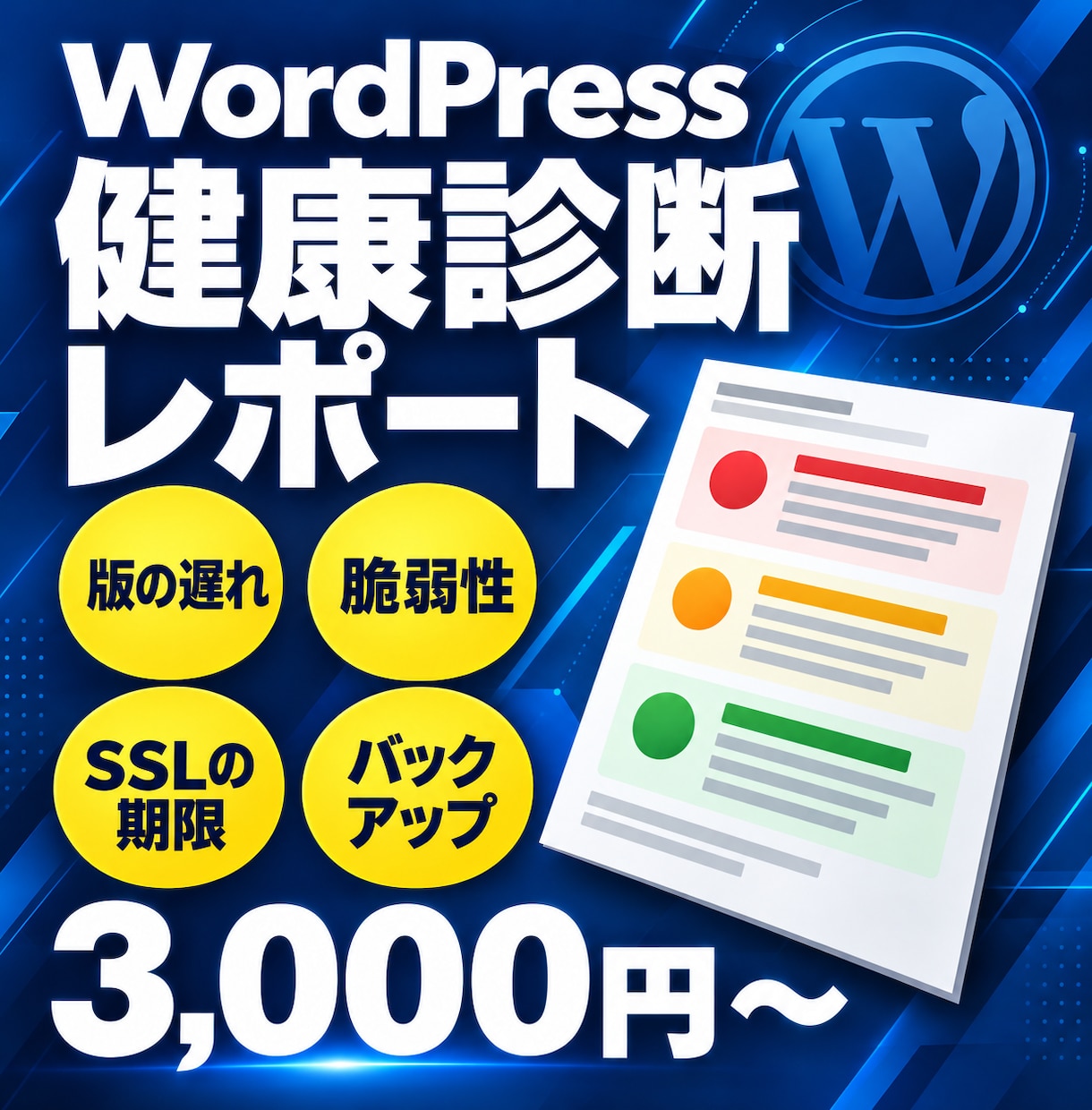 WordPressの健康診断レポートを作ります 版の遅れ・脆弱性・SSL・バックアップをA4で イメージ1