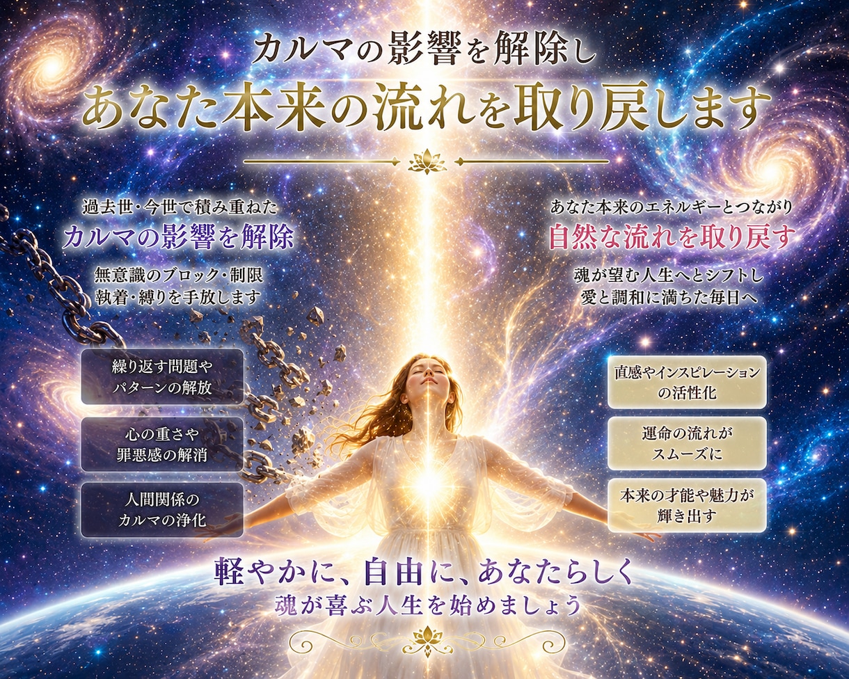 カルマの影響を解除しあなた本来の流れを取り戻します 絶望の底で見えない光──カルマ解除が導く再生の未来 イメージ1
