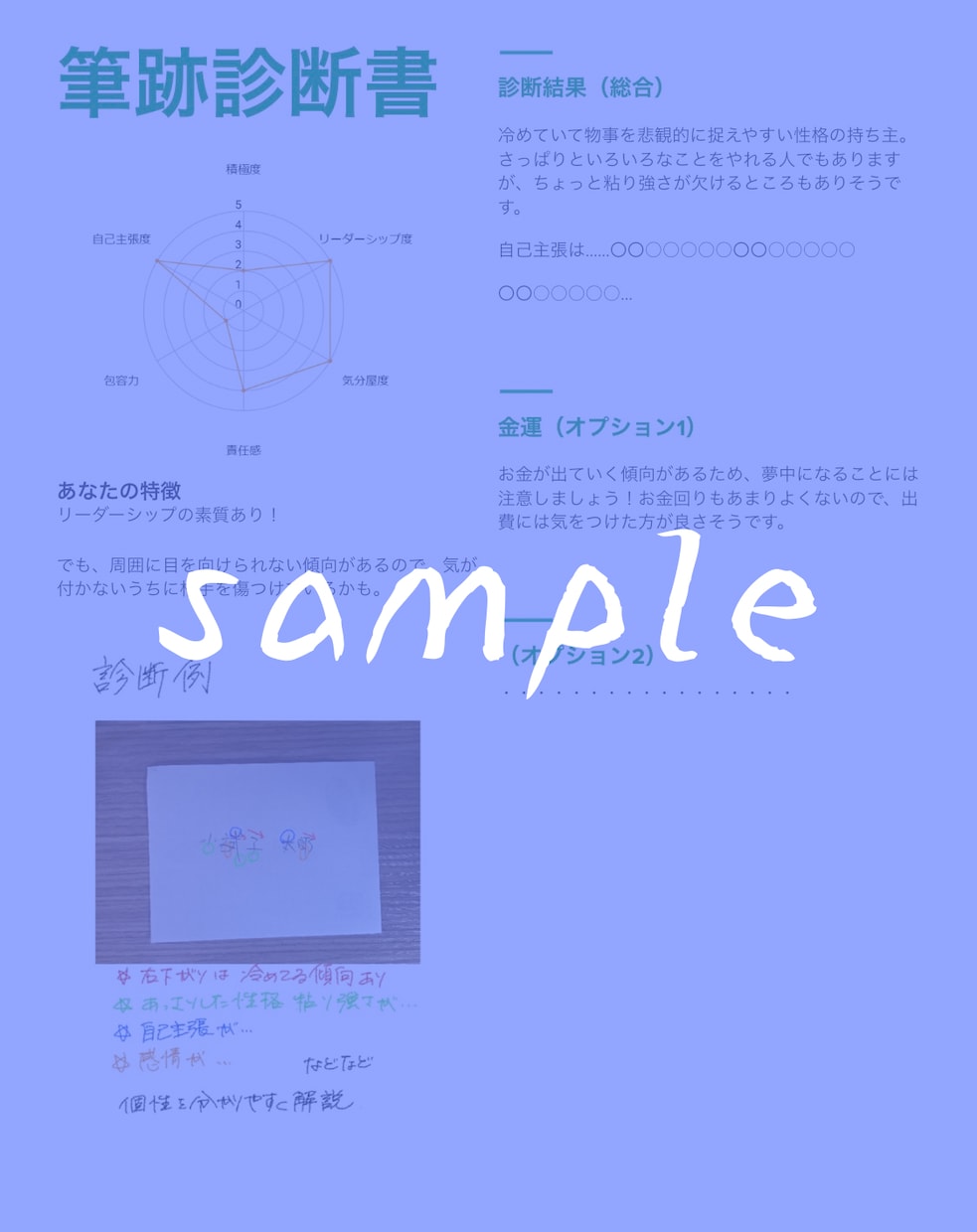筆跡から性格や自分の知らない内面性を診断します 自分が知らない内面性を知って、なりたい自分を考える イメージ2