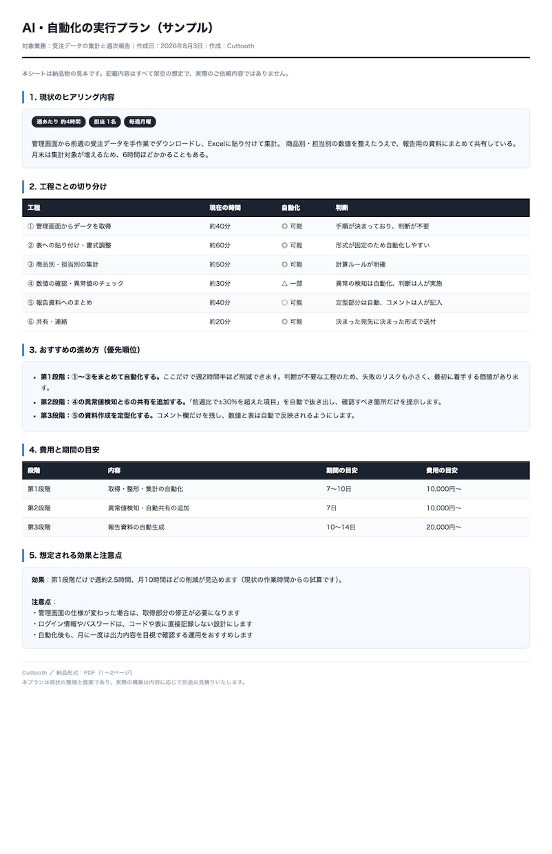 Python活用のAI自動化プランを作ります 自動化の可否・優先順位・進め方をPDFで整理します イメージ2