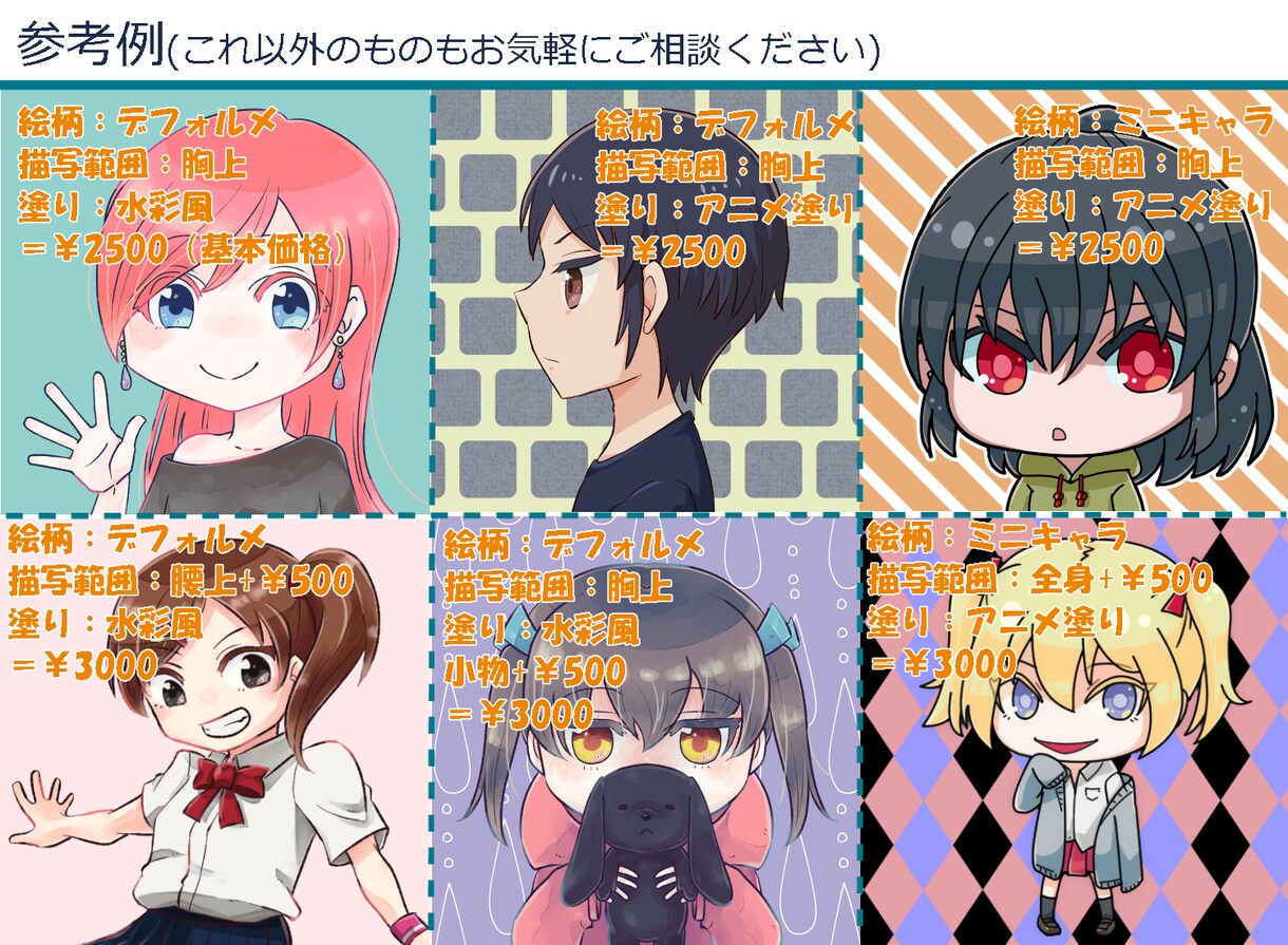 SNS向けのデフォルメ/ミニキャラを作成します お好みの絵柄に可能な限りお答えします！ゆるふわ、ポップなど イメージ4