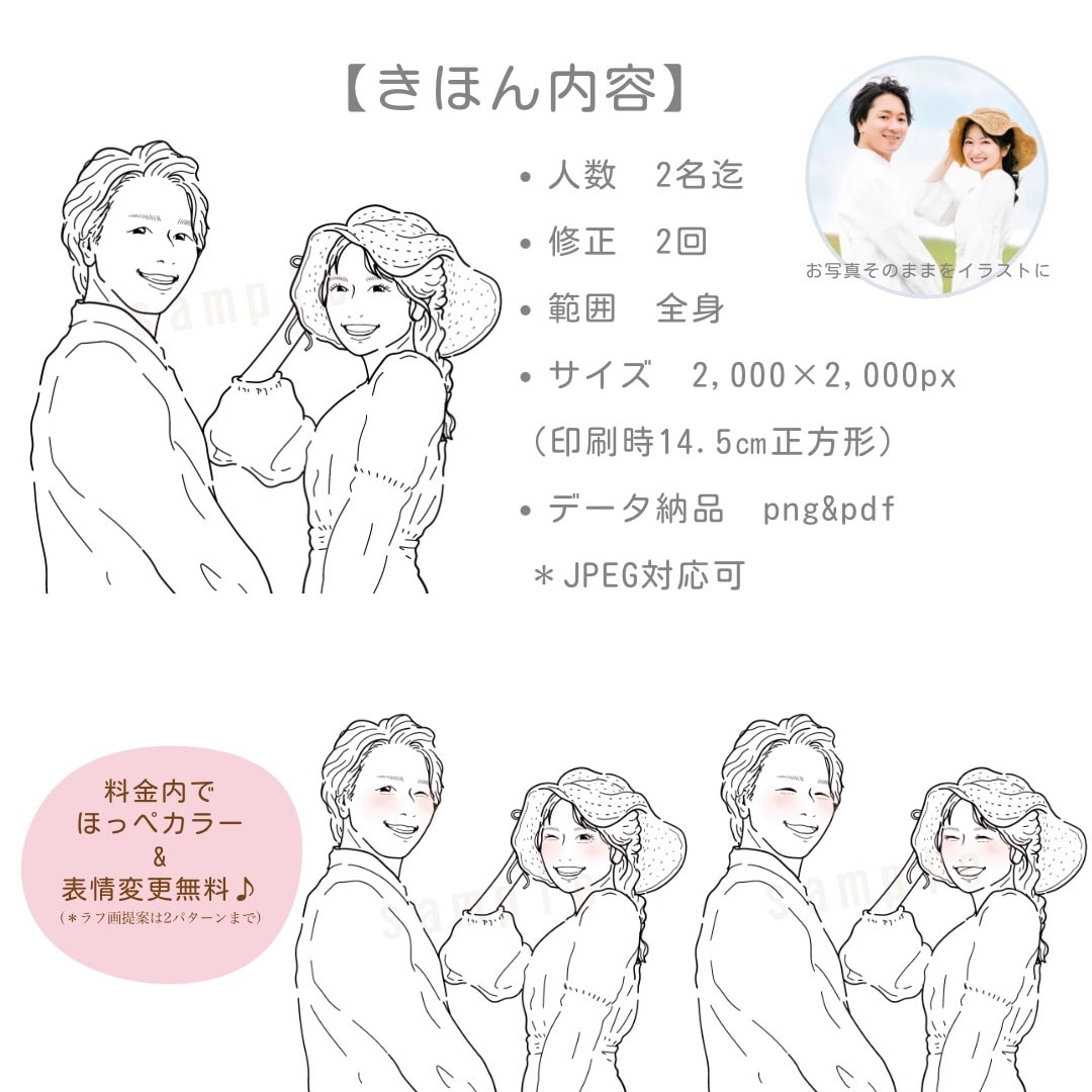 結婚式に◎おしゃれな線画で似顔絵イラスト描きます ◾️ペーパーアイテムにおすすめ◾️似てるウェディングイラスト イメージ4