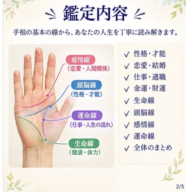 手相を占います 【手相占い】あなたの手相をじっくり鑑定します イメージ2