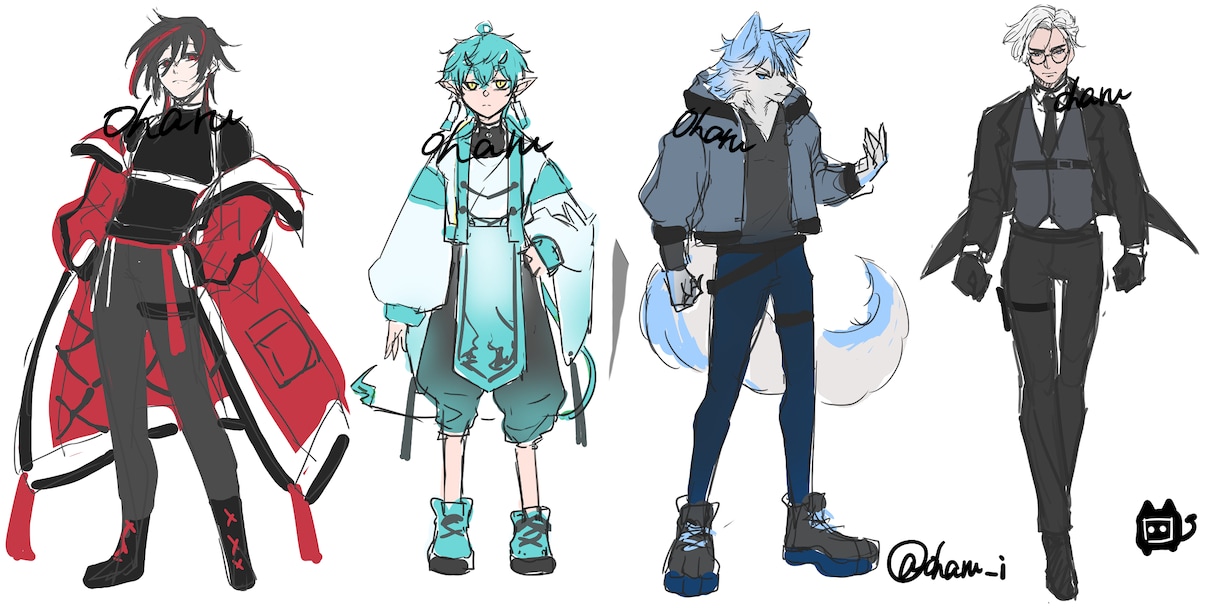 オリジナルキャラクターの立ち絵イラスト制作承ります 可愛いからかっこいいまで！大まかなパーツ分け可能 イメージ5