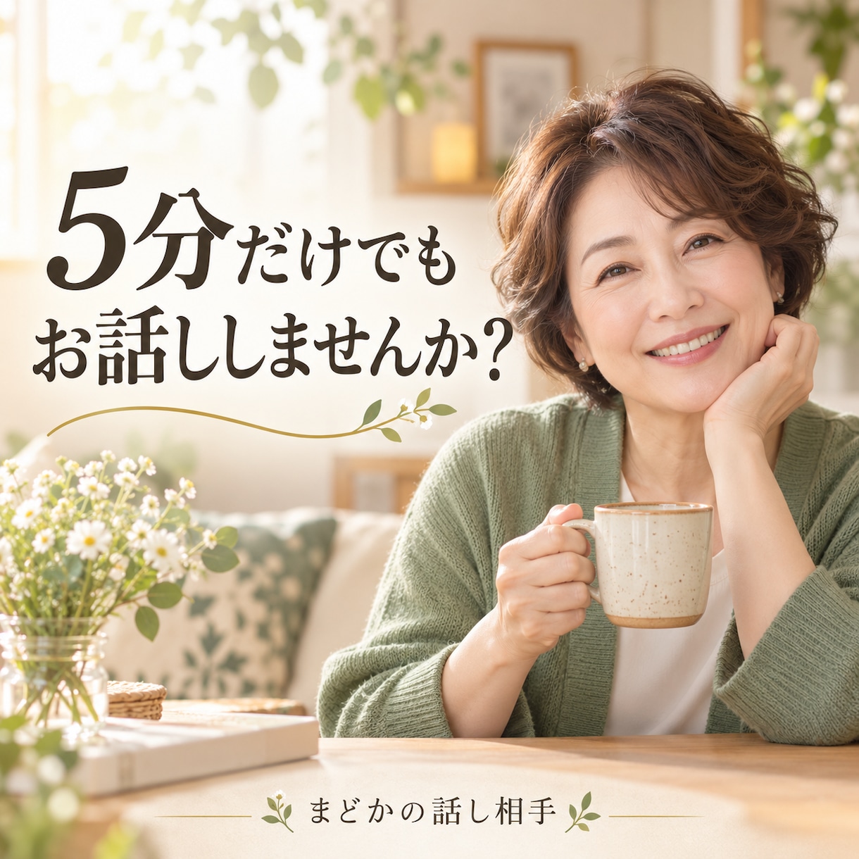 5分だけでも、あなたのお話を聞きます 雑談も愚痴も大歓迎。気軽に話せる相手になります イメージ1