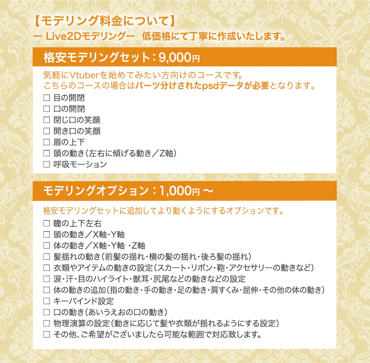 VTuber 格安／Live2Dモデリング承ります Live2Dモデリング／パーツ分けデータのある場合 イメージ6