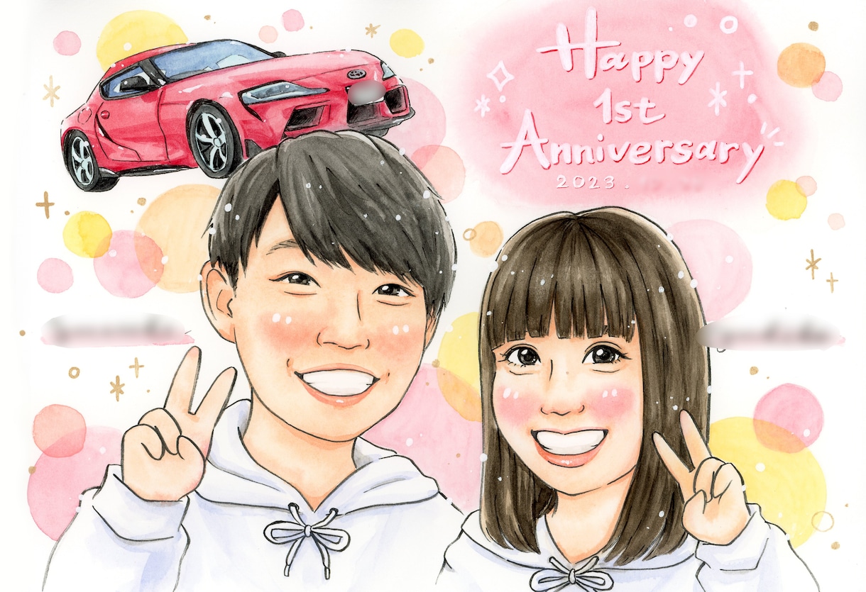 もらって嬉しい！明るい手描き水彩似顔絵描きます 何度も眺めたくなる、世界にひとつだけの宝物。 イメージ2