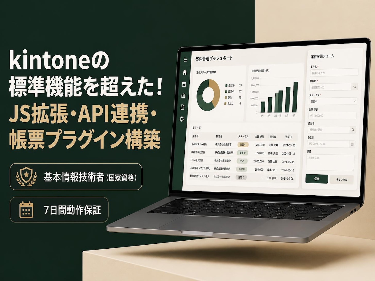 kintoneのJS拡張・API連携開発します kintoneの限界を突破！JS拡張・帳票自動化を高品質開発 イメージ1