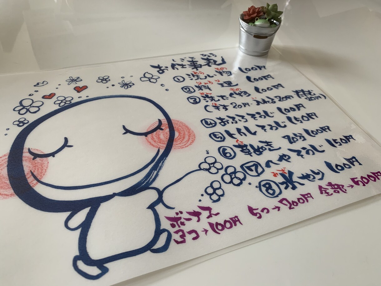 メニュー表代筆します 文字かきが苦手、コストを抑えたい、手書きの温かみ、、、、など イメージ1