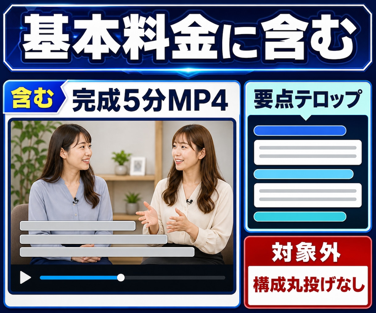 顔出し・対談YouTube動画を編集します 会話の間・要点テロップ・音量を整え短い動画に仕上げ イメージ2