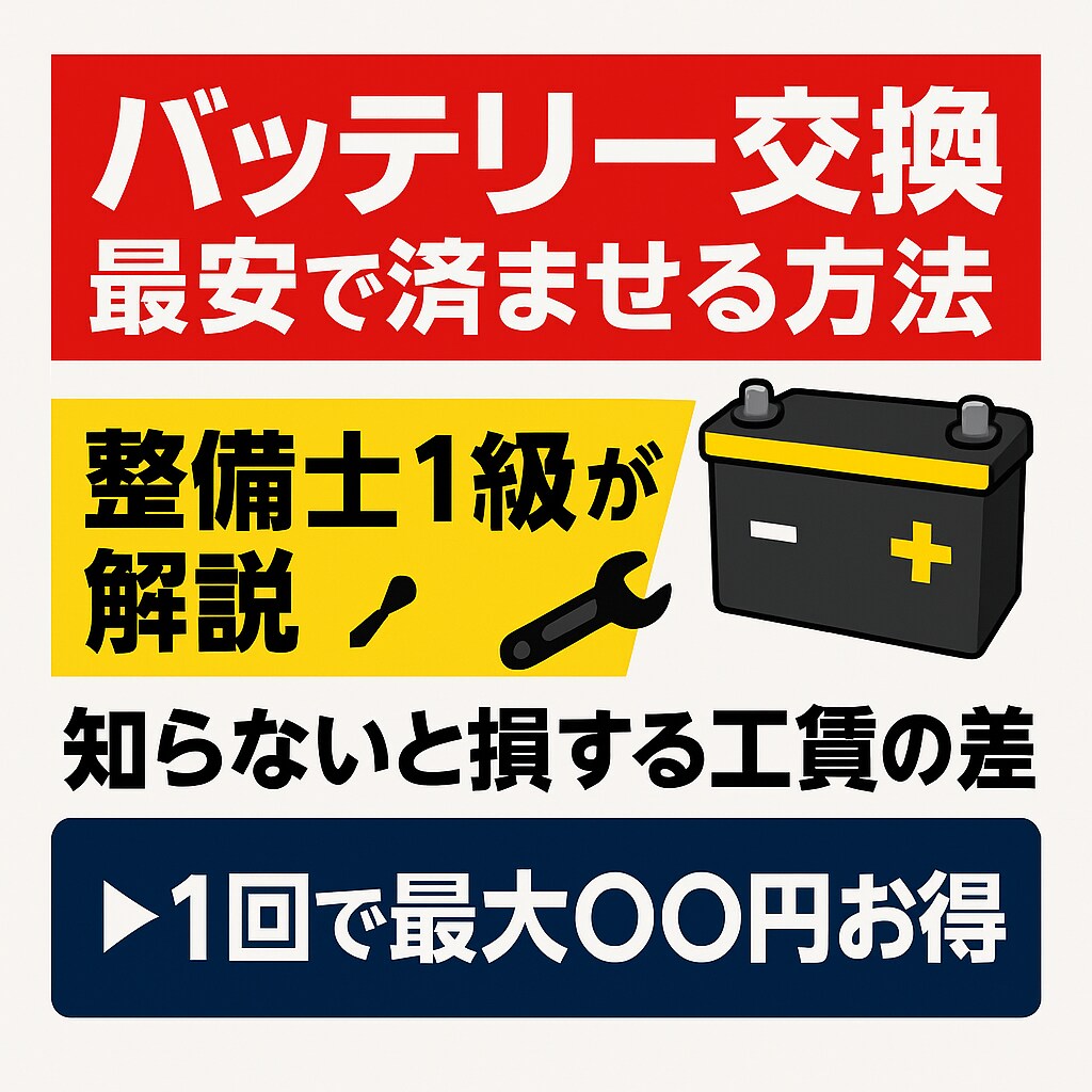 最安で自動車のバッテリー交換する方法を教えます 1級整備士が教えるバッテリー交換。どこで買う？交換？完全攻略 イメージ1