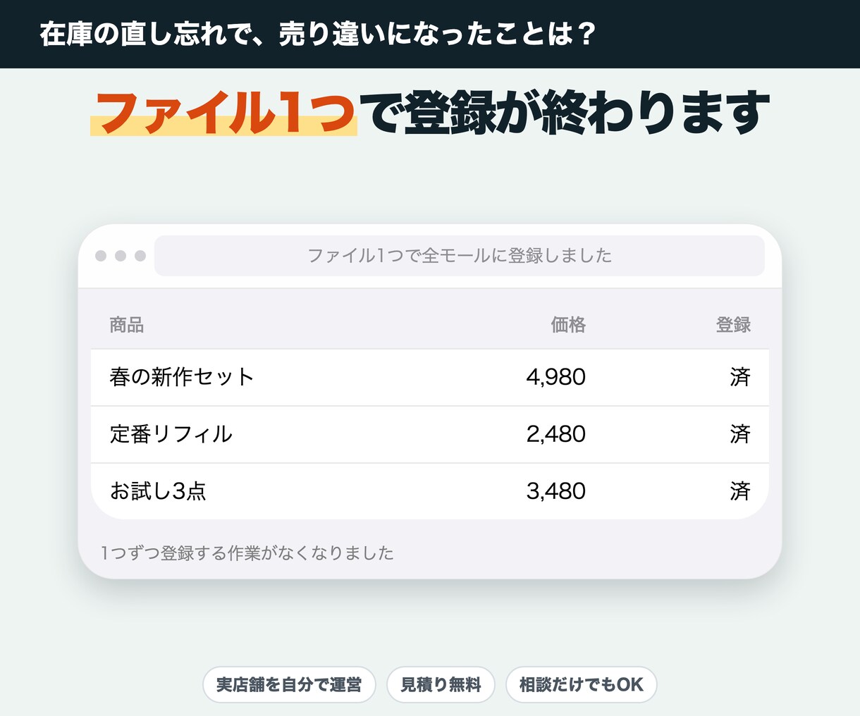ネットショップの商品登録と在庫更新を自動化します 12,000円から。登録作業を自動にします イメージ1