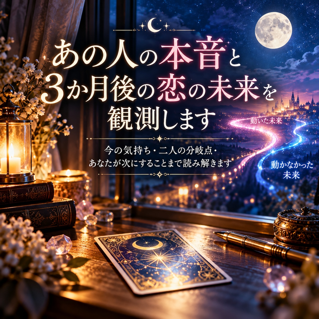 あの人の本音と3か月後の恋愛未来を観測します 今の気持ち二人の分岐点・あなたが次にすることまで読み解きます イメージ1