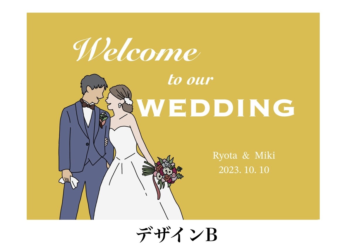 写真を元にしたイラストでウエディングボード作ります 3種類のテイストからひとつ選べます【データでお渡し】 イメージ3