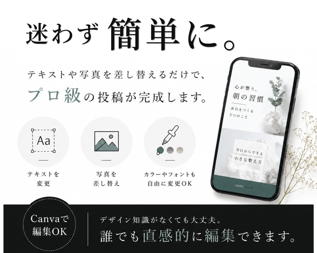 1秒認識で選ばれるインスタテンプレ作ります Canvaで編集OK｜1秒の第一印象から設計する「認識設計」 イメージ5