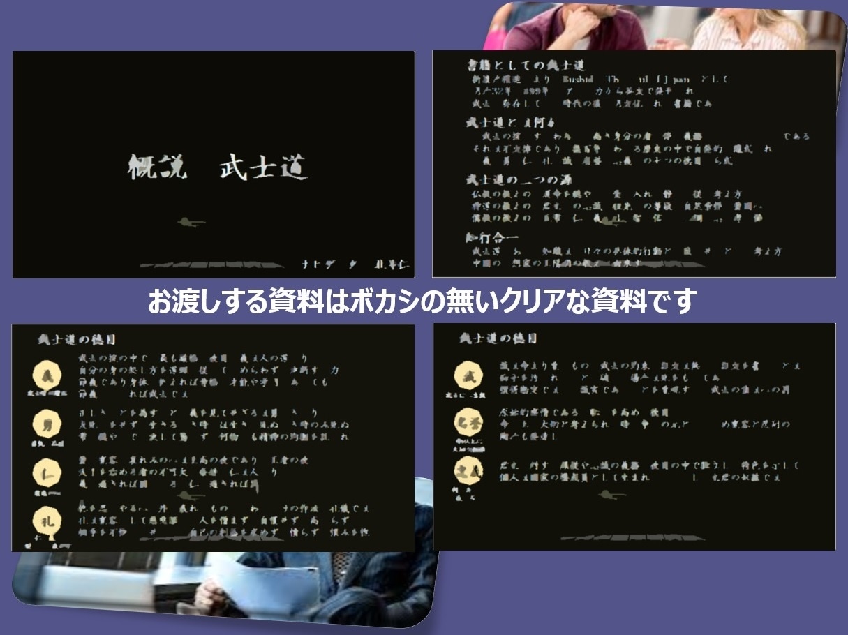 書籍「武士道」の要点をまとめた解説資料を提供します ご自身の品格や徳を磨きたい人へ、本を読む前に平易に概説します イメージ2