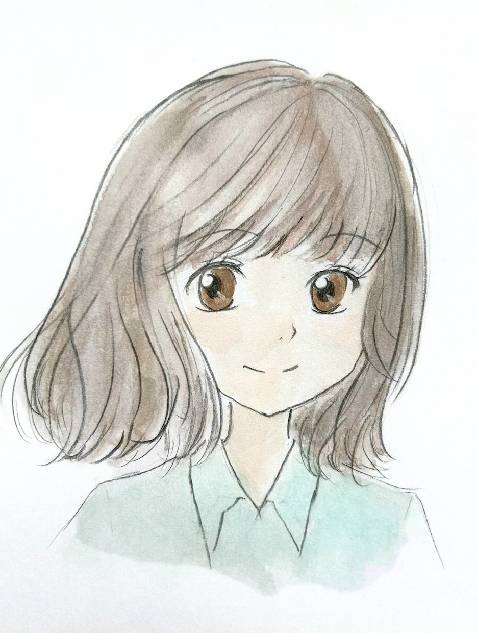 手描きで少女漫画風の似顔絵、アイコン作成します あたたかみのある手描きと水彩で、あなたを素敵なヒロインに♡ イメージ2